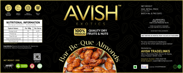 BAR-BE QUE ALMONDS (250GMS) - Image 3
