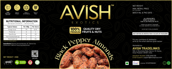 BLACK PEPPER ALMONDS (250GMS) - Image 3
