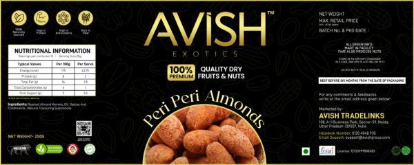 PERI PERI ALMONDS (250GMS) - Image 2